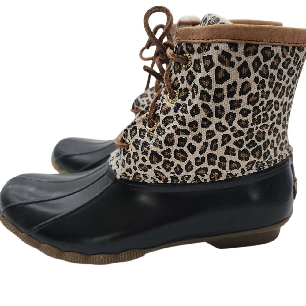 Sperry Womens Size 9.5 Saltwater Animal Print Textile Multi Duck Boots - Picture 7 of 11